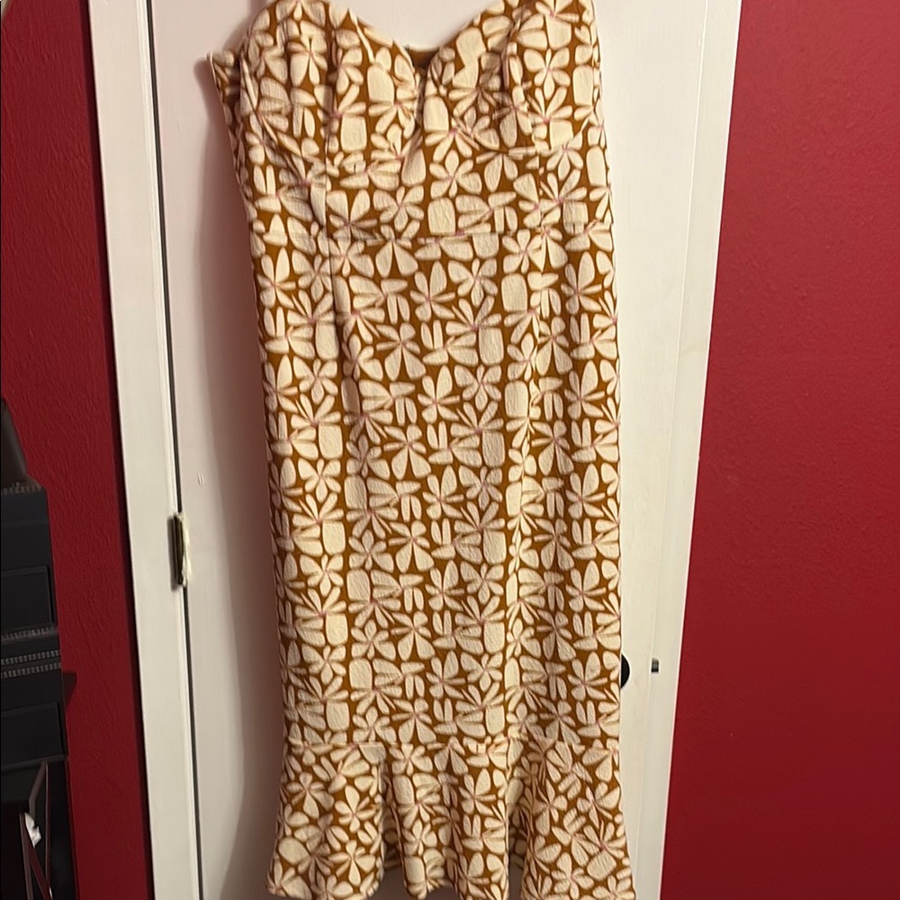 Anthropologie, Hutch Floral Orange and Cream Sweetheart Dress - Picture 7 of 8